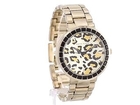 Anne Klein Women's AK 1694LEGB Black Swarovski Crystal Accented Leopard Print Watch